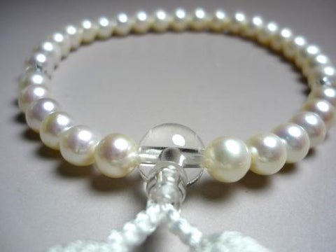Women's Freshwater Pearl Prayer Beads, White Tassel