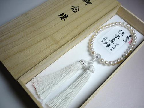 Women's Freshwater Pearl Prayer Beads, White Tassel
