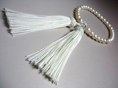 Women's Freshwater Pearl Prayer Beads, White Tassel