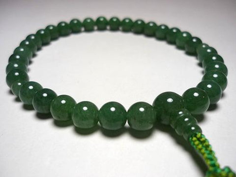 Women's Indian Jade Prayer Beads, Uniform Finish, Bosatsu Tassel
