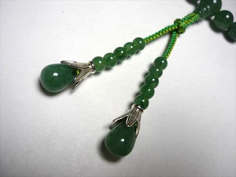 Women's Indian Jade Prayer Beads, Uniform Finish, Bosatsu Tassel