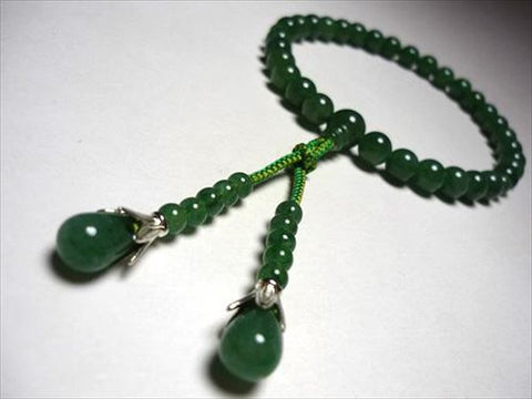 Women's Indian Jade Prayer Beads, Uniform Finish, Bosatsu Tassel