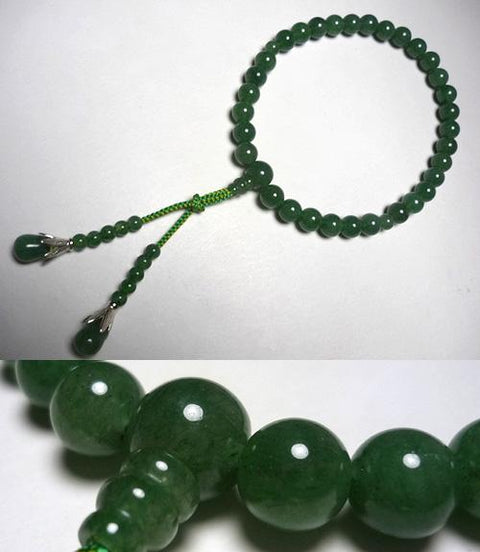 Women's Indian Jade Prayer Beads, Uniform Finish, Bosatsu Tassel