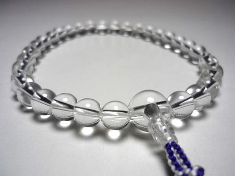 Women's Crystal Prayer Beads, Uniform Finish, Bosatsu Tassel