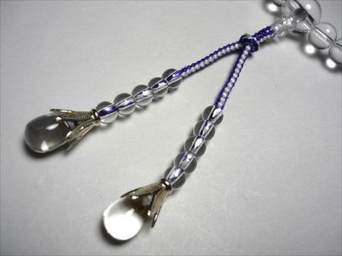Women's Crystal Prayer Beads, Uniform Finish, Bosatsu Tassel