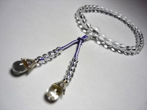 Women's Crystal Prayer Beads, Uniform Finish, Bosatsu Tassel