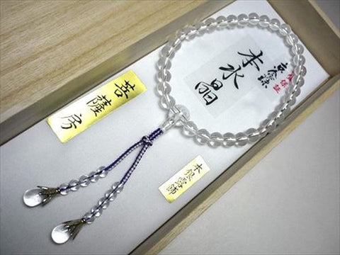 Women's Crystal Prayer Beads, Uniform Finish, Bosatsu Tassel