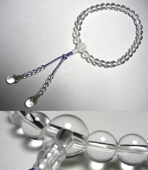 Women's Crystal Prayer Beads, Uniform Finish, Bosatsu Tassel
