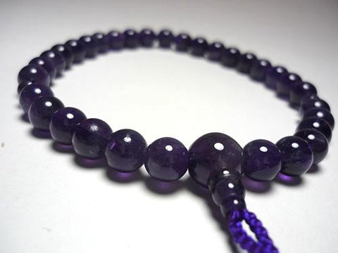 Women's Prayer Beads, Amethyst, Uniform Finish, Bosatsu Tassel