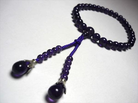 Women's Prayer Beads, Amethyst, Uniform Finish, Bosatsu Tassel