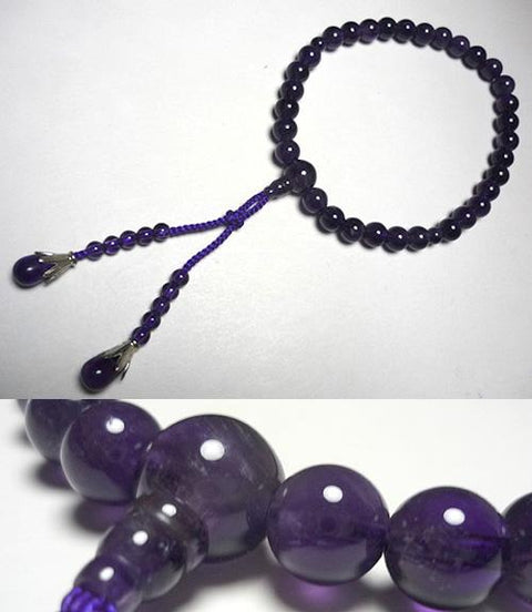 Women's Prayer Beads, Amethyst, Uniform Finish, Bosatsu Tassel