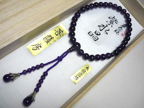 Women's Prayer Beads, Amethyst, Uniform Finish, Bosatsu Tassel