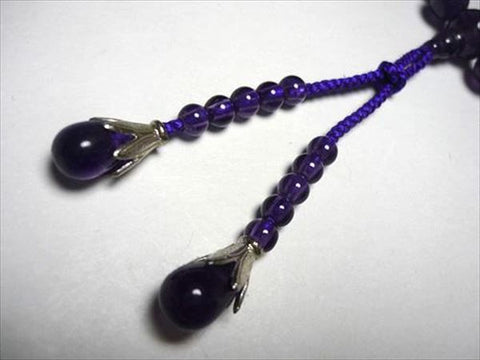 Women's Prayer Beads, Amethyst, Uniform Finish, Bosatsu Tassel