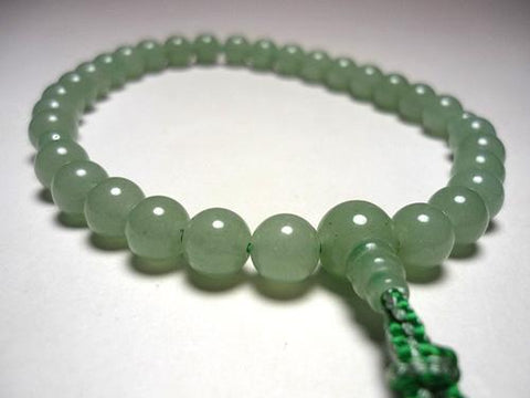 Women's Prayer Beads, Light Aventurine, Uniform Finish, Bosatsu Tassel
