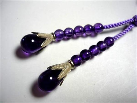 Women's Rose Amethyst Prayer Beads, Uniform Finish, Bosatsu Tassel