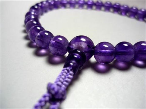 Women's Rose Amethyst Prayer Beads, Uniform Finish, Bosatsu Tassel