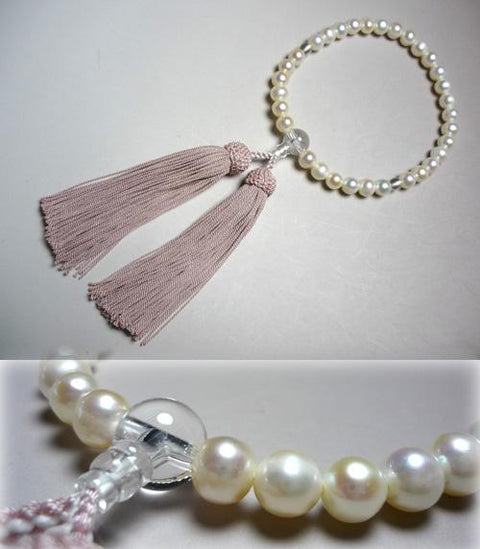 Women's Prayer Beads, Freshwater Pearl, Ash-Cherry Tassel