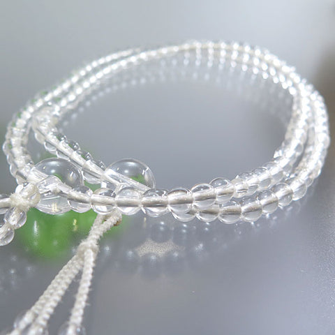 Women's Crystal Prayer Beads, Nichiren Sect, 8-Sun Hokke Style