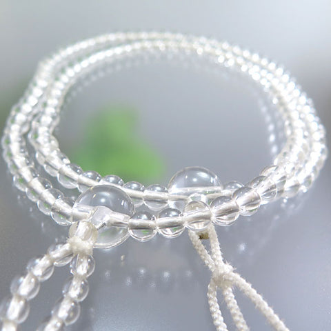 Women's Crystal Prayer Beads, Nichiren Sect, 8-Sun Hokke Style