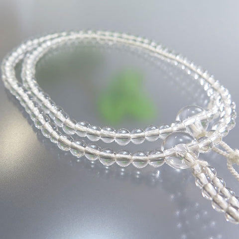 Women's Crystal Prayer Beads, Nichiren Sect, 8-Sun Hokke Style