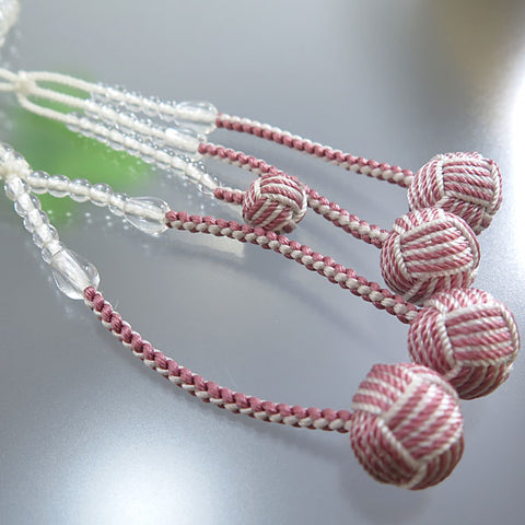Women's Crystal Prayer Beads, Nichiren Sect, 8-Sun Hokke Style