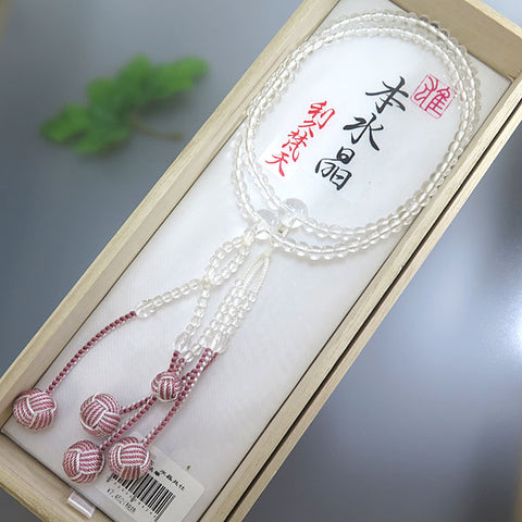 Women's Crystal Prayer Beads, Nichiren Sect, 8-Sun Hokke Style