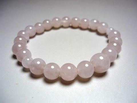 Rose Quartz Bracelet, 8mm Round Beads, Uniform Finish