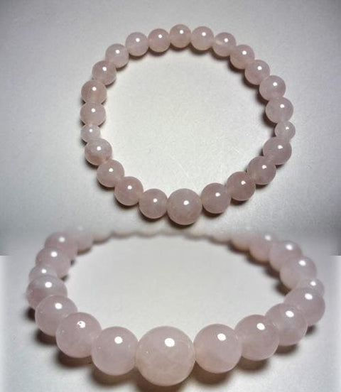 Rose Quartz Bracelet, 8mm Round Beads, Uniform Finish