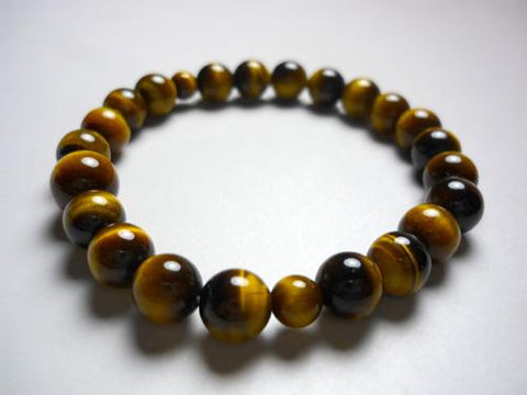 Tiger's Eye Round Bead Bracelet, 8mm
