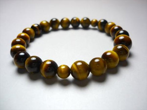 Tiger's Eye Round Bead Bracelet, 8mm