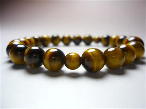 Tiger's Eye Round Bead Bracelet, 8mm