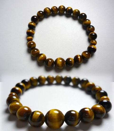 Tiger's Eye Round Bead Bracelet, 8mm