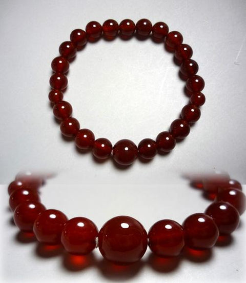 Red Agate Round Bead Bracelet 8mm 6430050000000 - full view