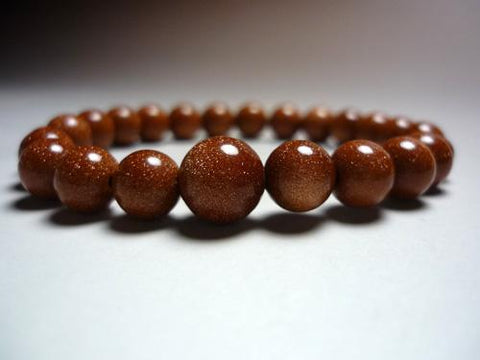 Goldstone Bracelet, 8mm Round Beads