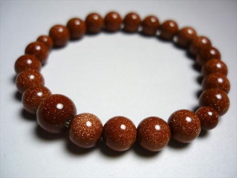Goldstone Bracelet, 8mm Round Beads