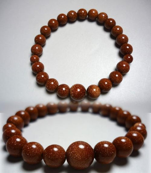 Goldstone Bracelet, 8mm Round Beads