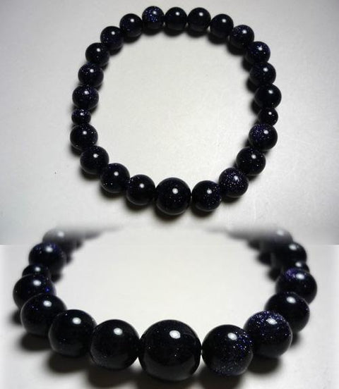 Purple Goldstone Bracelet, 8mm Round Beads