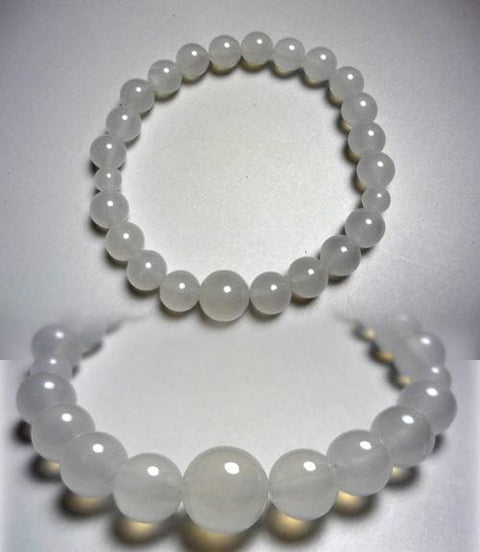 White Onyx Bracelet, 8mm Round Beads, Uniform Finish