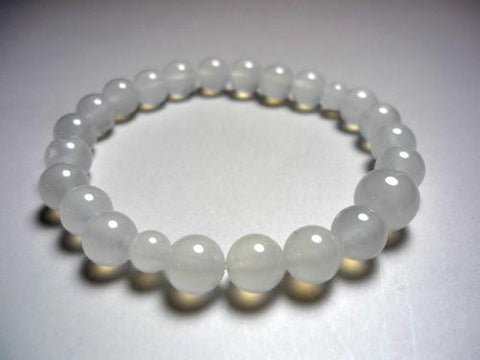White Onyx Bracelet, 8mm Round Beads, Uniform Finish