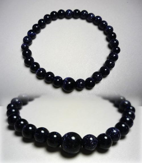 Purple Goldstone Bracelet, 6mm Round Beads, Uniform Finish