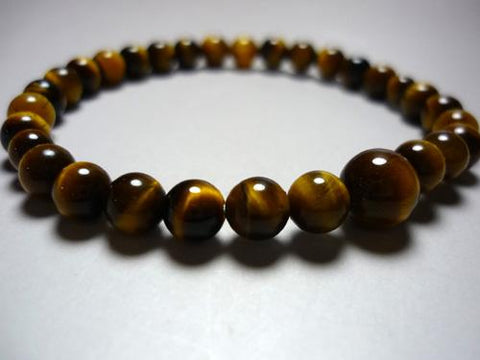 Tiger's Eye Bracelet, 6mm Round Beads, Uniform Finish