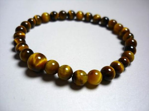 Tiger's Eye Bracelet, 6mm Round Beads, Uniform Finish