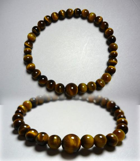 Tiger's Eye Bracelet, 6mm Round Beads, Uniform Finish