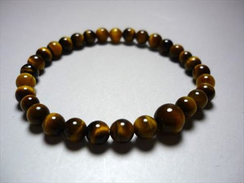 Tiger's Eye Bracelet, 6mm Round Beads, Uniform Finish