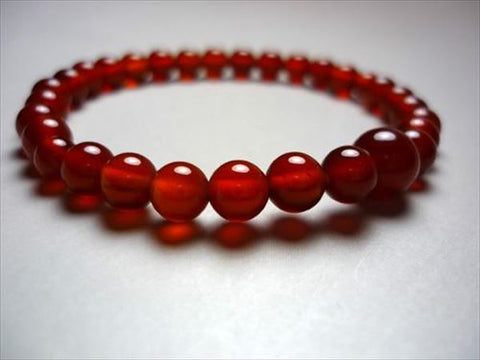 Red Agate Round Bead Bracelet 6mm 6430230000000 - worn on wrist