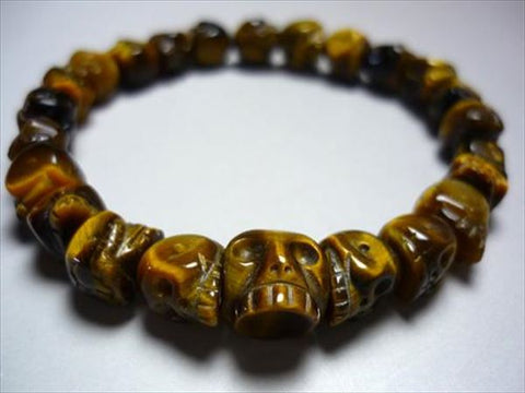 Tiger's Eye Skeleton (Skull Carving) Bracelet