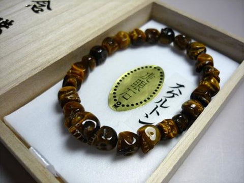 Tiger's Eye Skeleton (Skull Carving) Bracelet