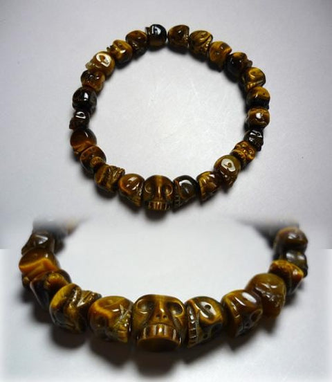 Tiger's Eye Skeleton (Skull Carving) Bracelet