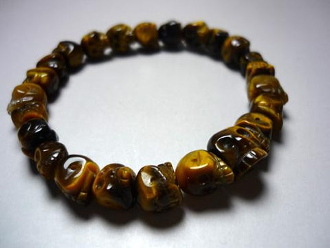 Tiger's Eye Skeleton (Skull Carving) Bracelet