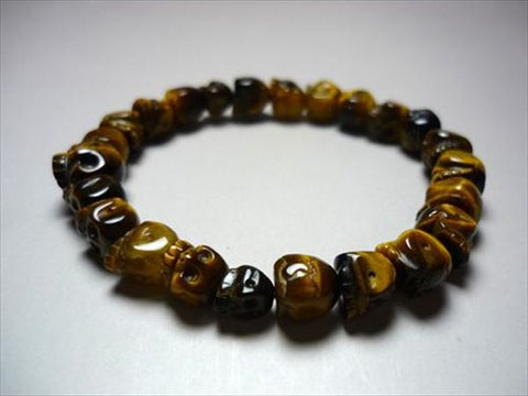 Tiger's Eye Skeleton (Skull Carving) Bracelet